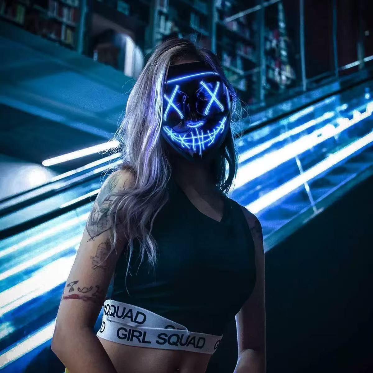 Светящаяся черная V-образная м – обзор и цена Led Purge Mask Halloween