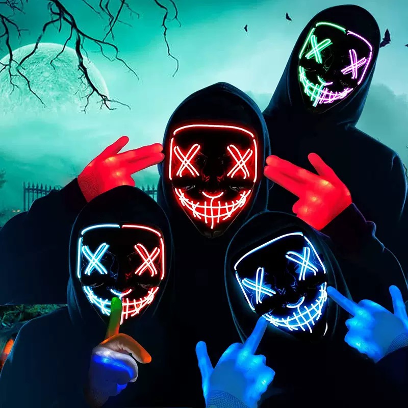 Светящаяся черная V-образная м – обзор и цена Led Purge Mask Halloween